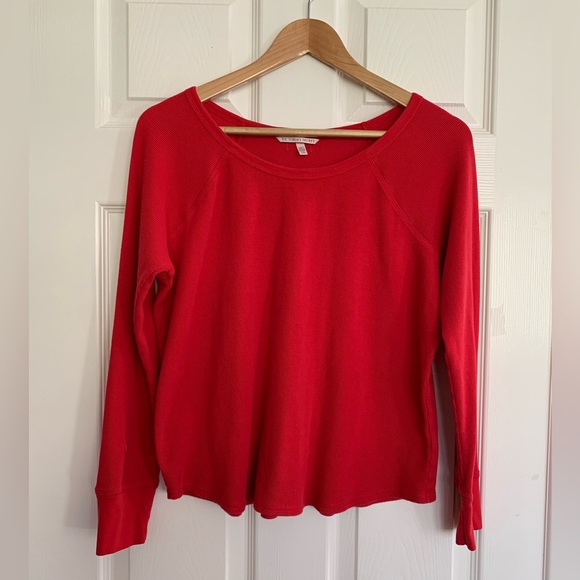 Victoria’s Secret Red Cotton Pajama Top: Crewneck, Long Sleeves Large - Picture 2 of 7
